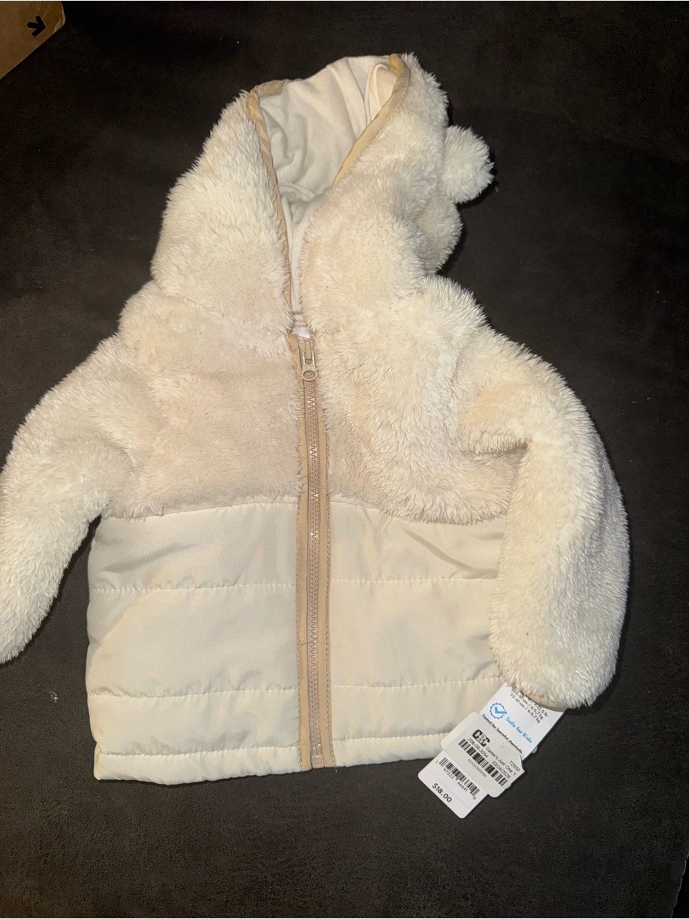 Carter's Cream Plush Hooded Puffer